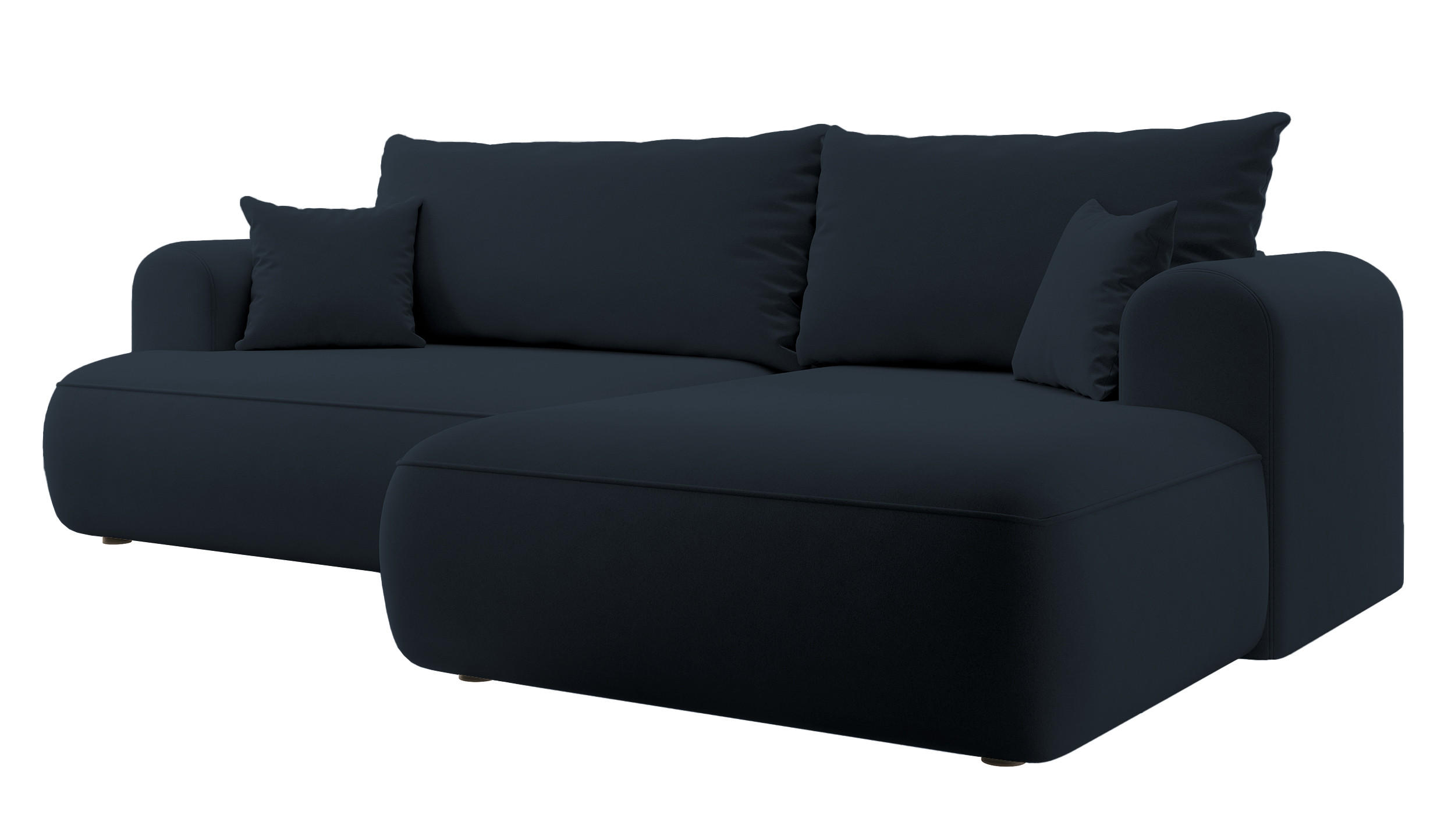 ECKSOFA Ovo Dunkelblau Velours - Schwarz/Dunkelblau, Kunststoff/Textil (260/165cm) - Selsey