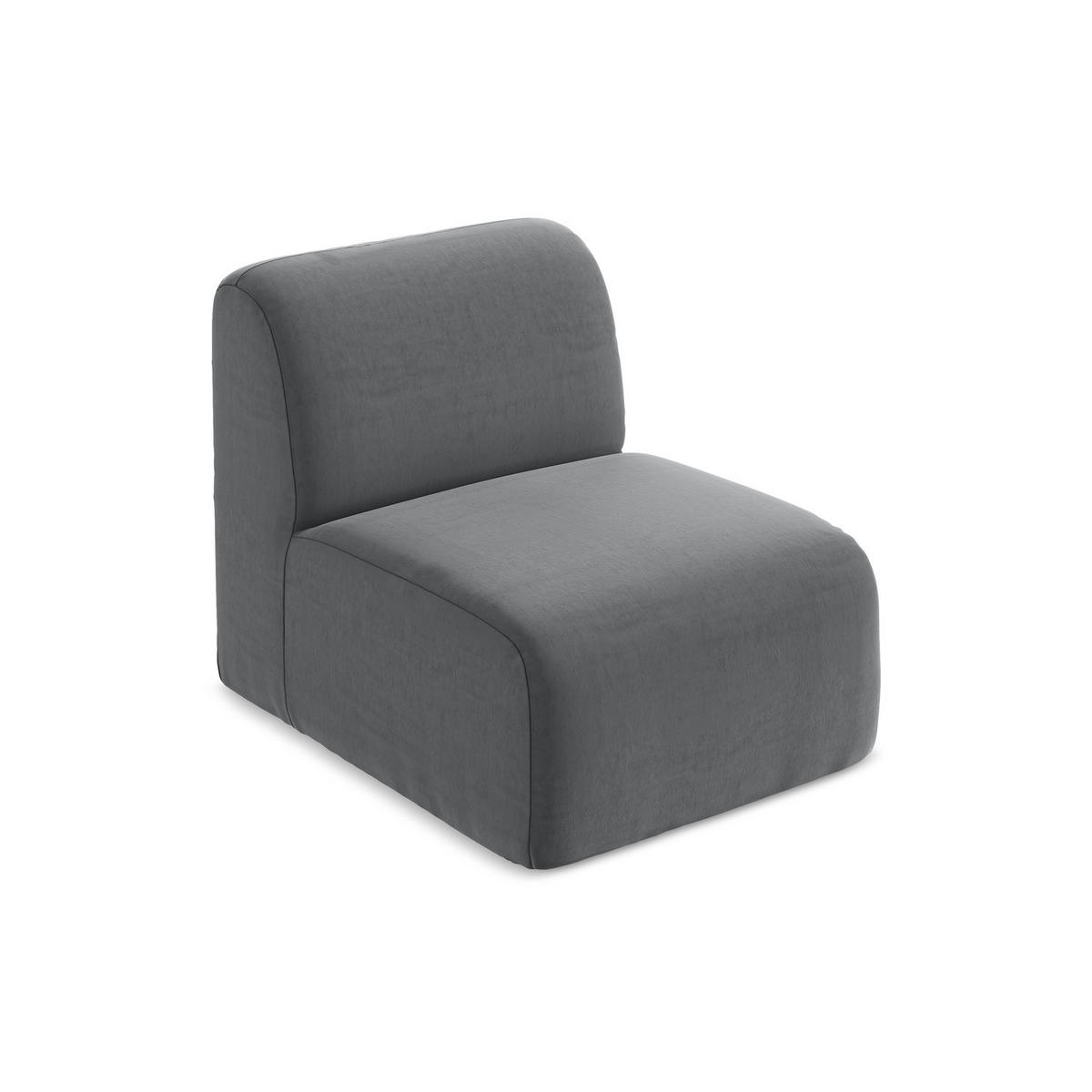 SOFAELEMENT Samt Stoff Grau - Edelstahlfarben/Schwarz, Holzwerkstoff/Kunststoff (70/75/94cm) - LaMiaSofa