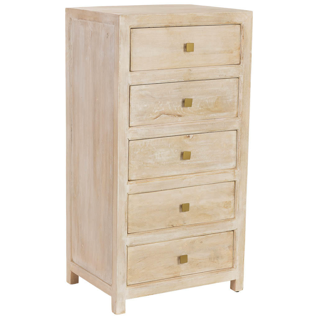 KOMMODE aus Holz, beige, 60x45x116cm - Beige, Holz (60/116/45cm) - Wanderlust