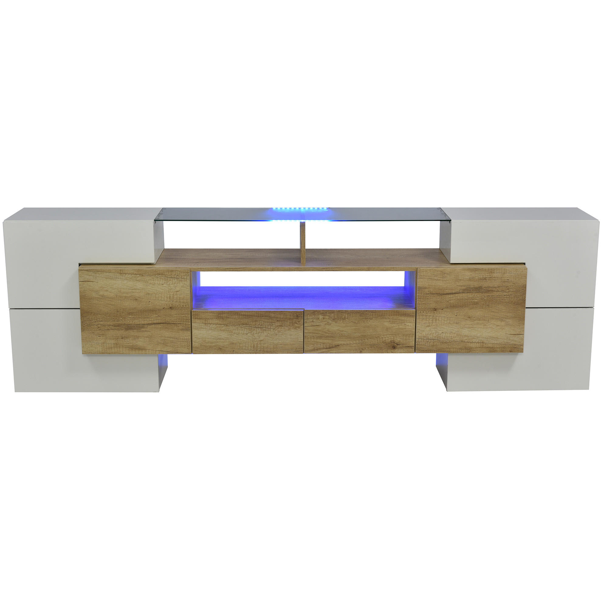 TV-LOWBOARD 200/35/60 cm mit 6 Türen, 2 Schubladen und LED - Weiß, Holzwerkstoff (200/60/35cm) - BEAOK