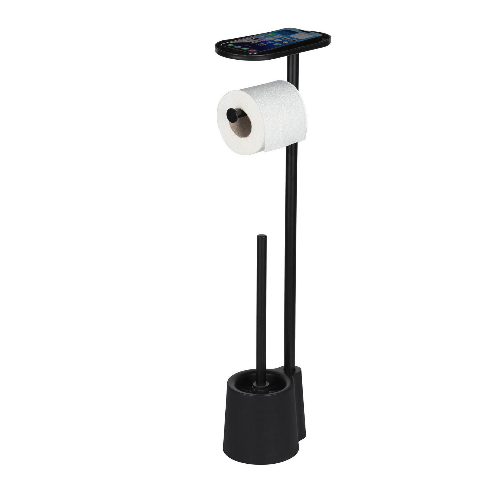STAND-WC-GARNITUR 3-in-1 mit Ablage Albella 12/21/69 cm - Schwarz, Metall (21/69/12cm) - Wenko