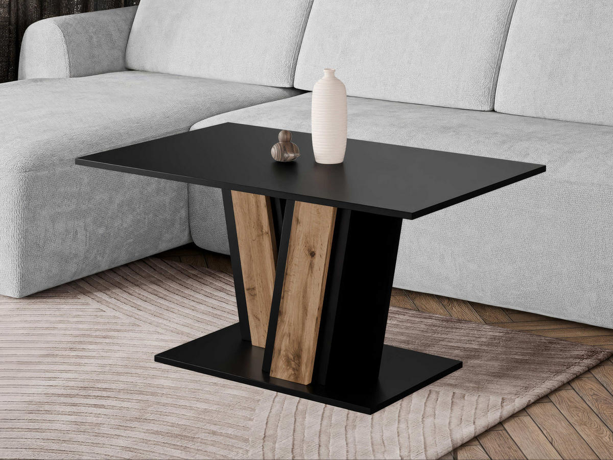 COUCHTISCH Muss - Eiche Wotan/Schwarz, Holzwerkstoff (60/100/55cm) - MIRJAN24