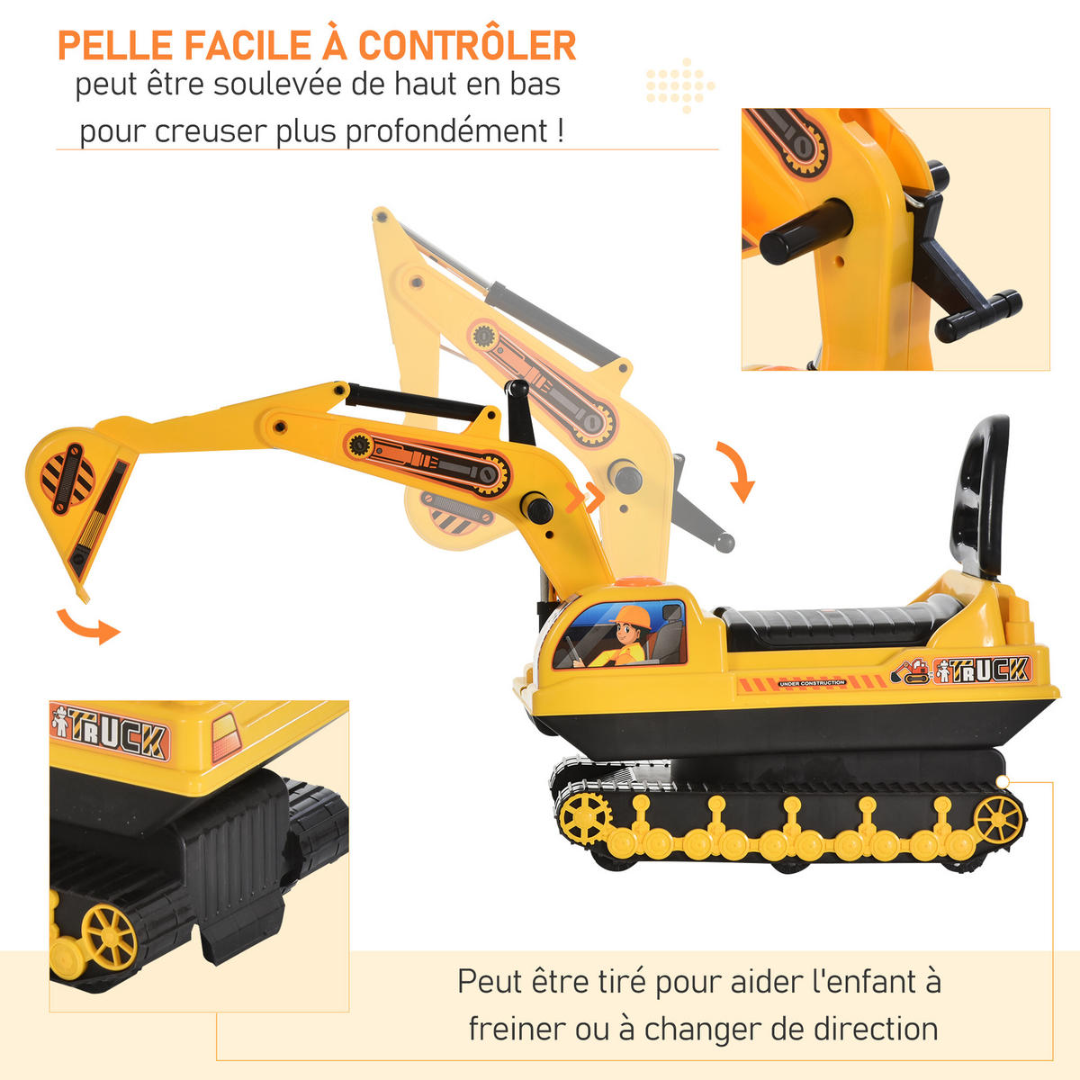 KINDERTRAKTOR DE-12987 lenkbare Schaufel Gelb - Gelb, Kunststoff (78/24/58.5cm) - ComfortXL
