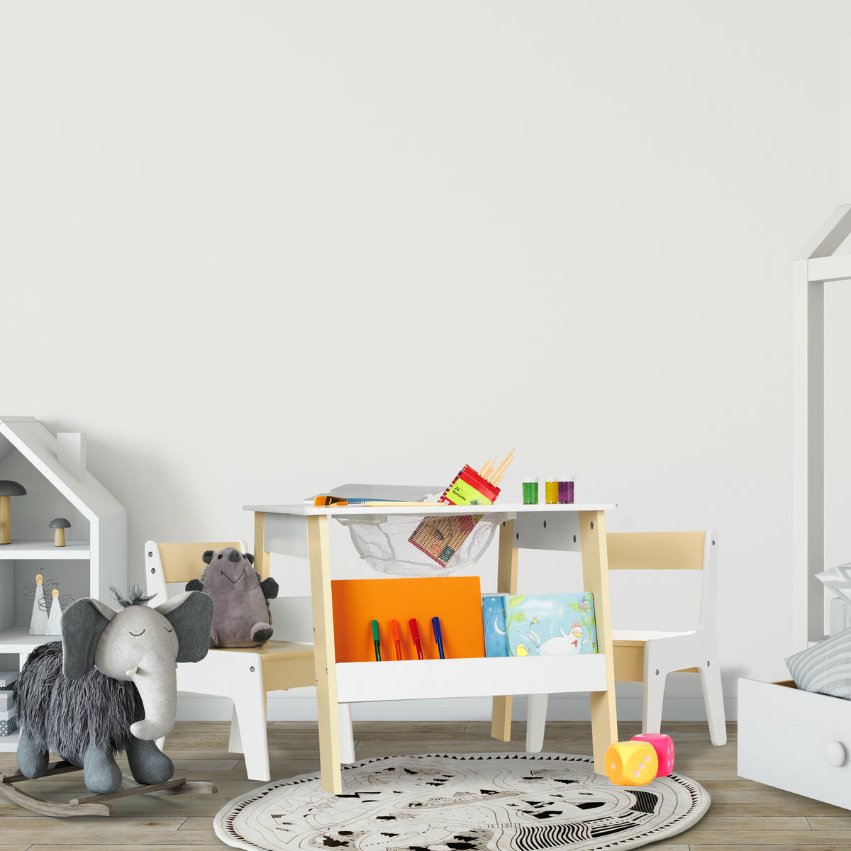 3-TLG.KINDERSITZGRUPPE - Weiß, Holzwerkstoff (55/51/69cm) - Relaxdays