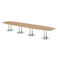 KONFERENZTISCH XXL KT52 130/520/74 cm in Eichefarben/Chromsäulen - Chromfarben/Eichefarben, Holzwerkstoff (130/520/74cm) - bümö