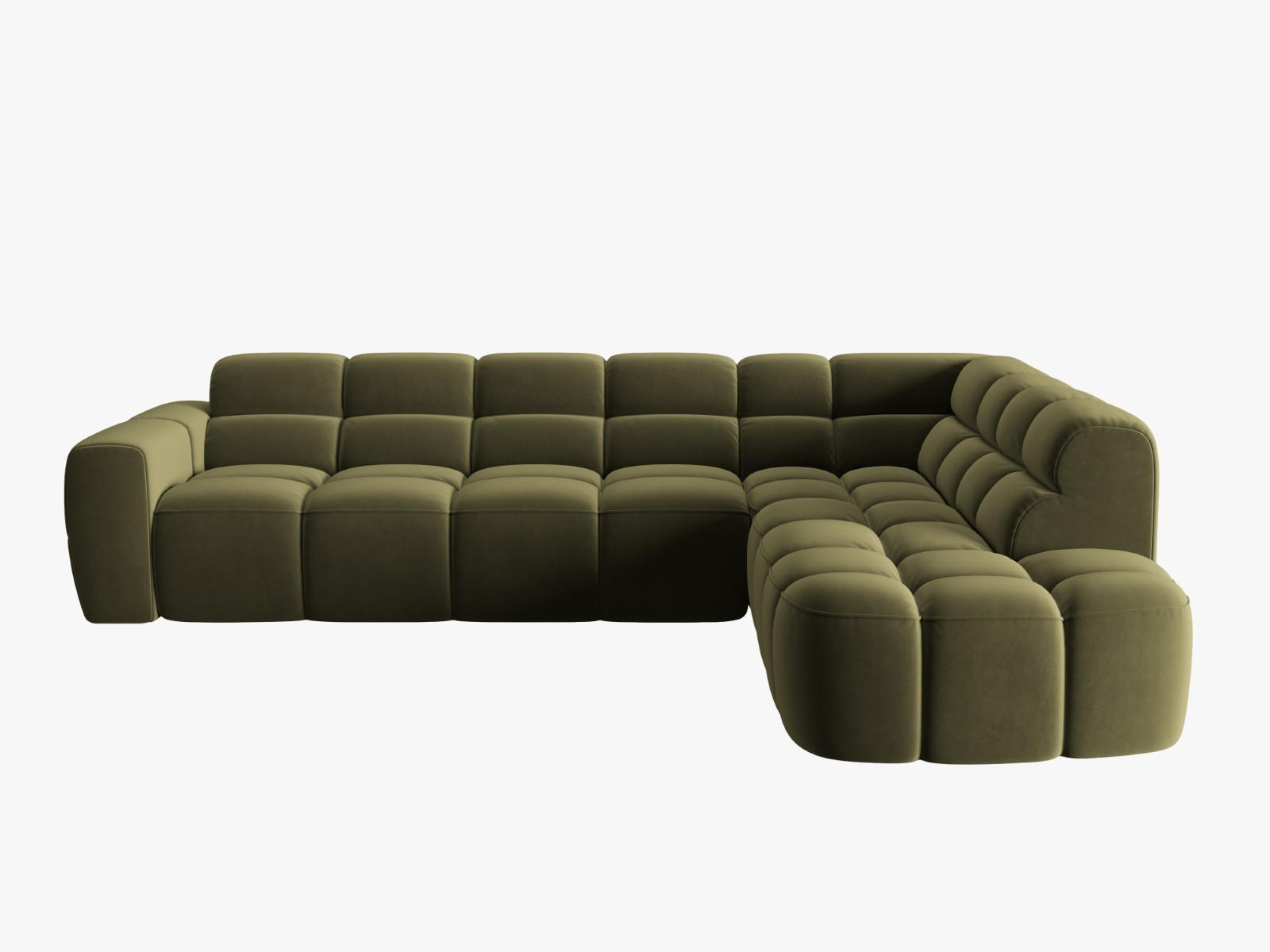 ECKSOFA rechts Lisa aus Samt hellgrün 5 Sitzplätze - Hellgrün, Textil (234/293cm) - Micadoni