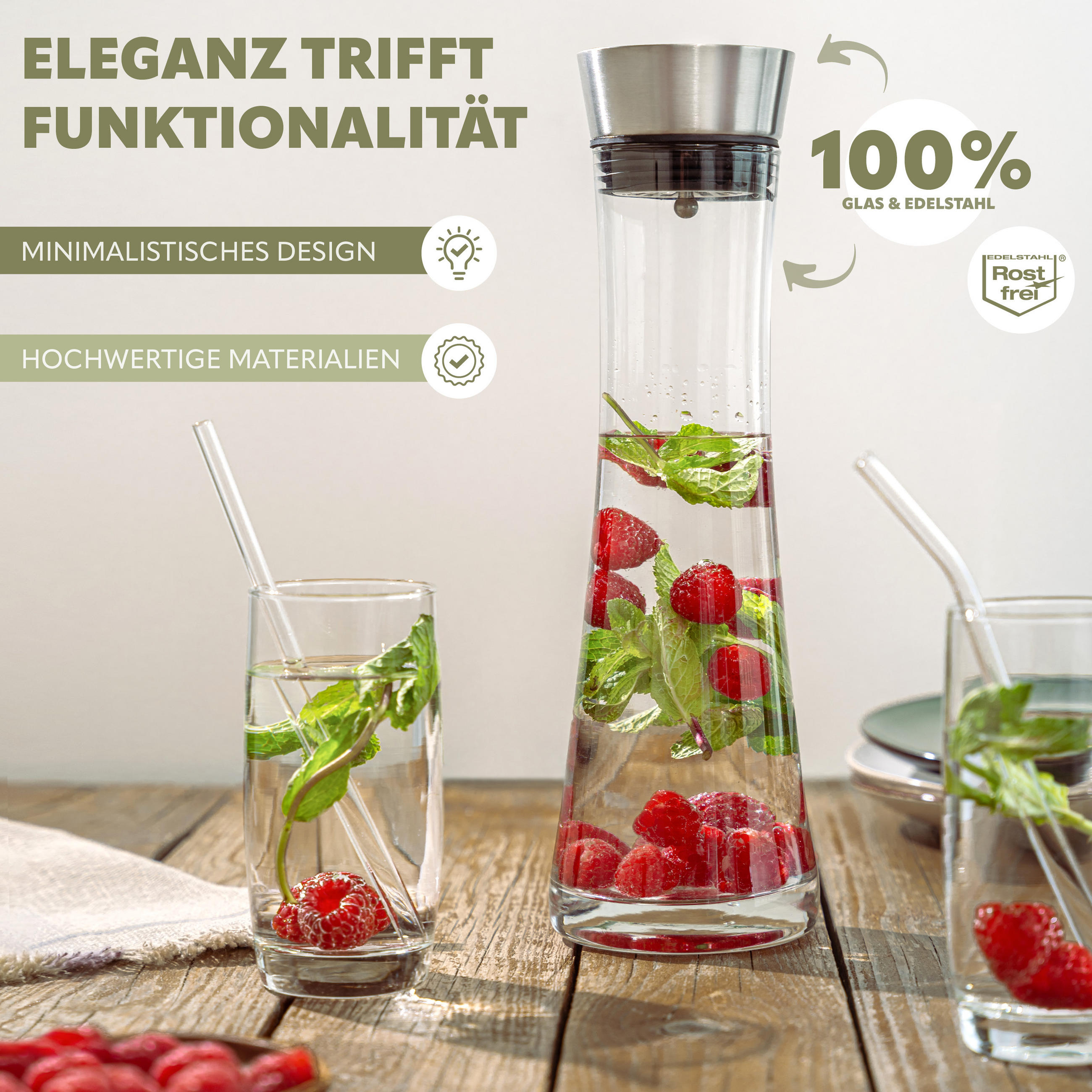 GLASKARAFFE Svea 1,2 Liter, schwarz - Schwarz, Glas (1.2L) - bremermann
