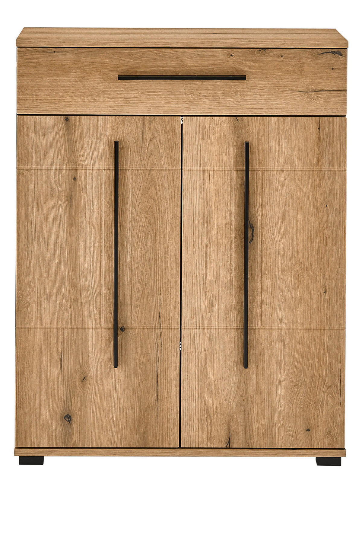 SCHUHSCHRANK Evoke Eiche 80 x 103 cm, Kommode mit Soft-Close - Eichefarben/Schwarz, Holzwerkstoff/Kunststoff (80/103/39cm) - Furn.Design