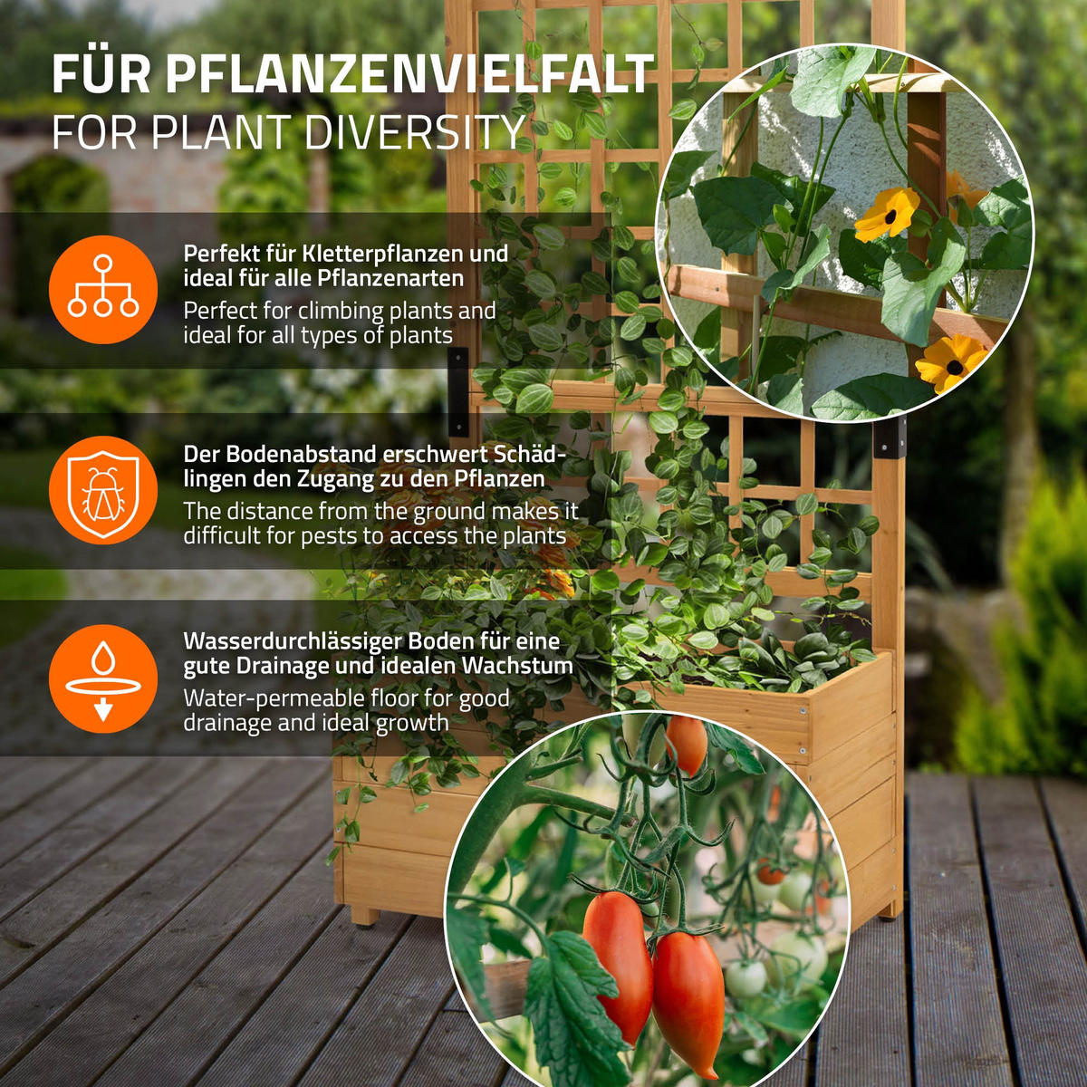 PFLANZKASTEN mit Rankgitter Fichtenholz 67,5×139×36,5 cm Braun - Braun, Holz (67.5/139/36.5cm) - ML-DESIGN