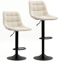 BARHOCKER 2er-Set mit Lehne höhenverstellbar drehbar Polyester Beige - Beige, Metall (47/117/53cm) - Meubliv