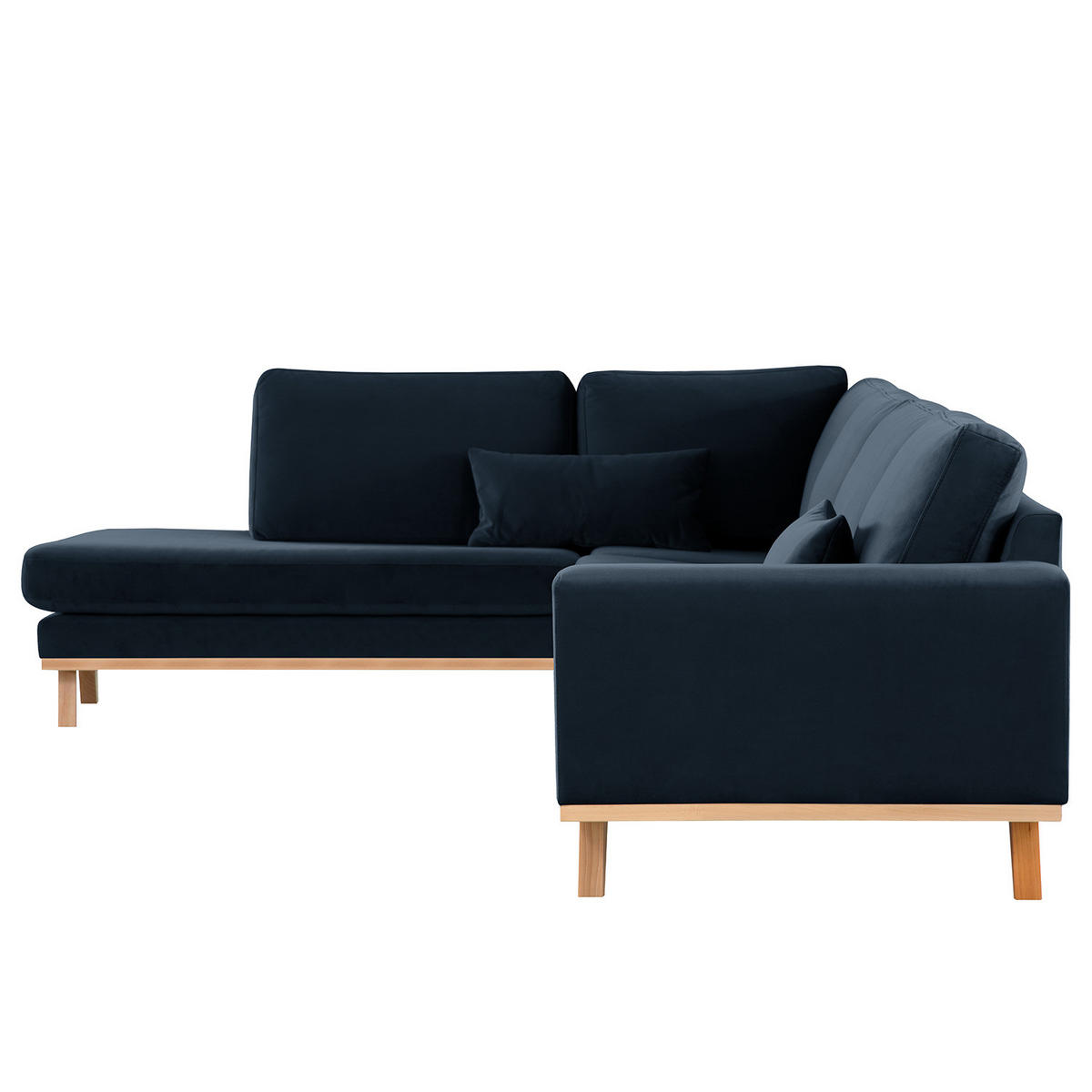 ECKSOFA mit Ottomane - Dunkelgrau/Buchefarben, Buchenholz/Textil (287/219cm) - home24