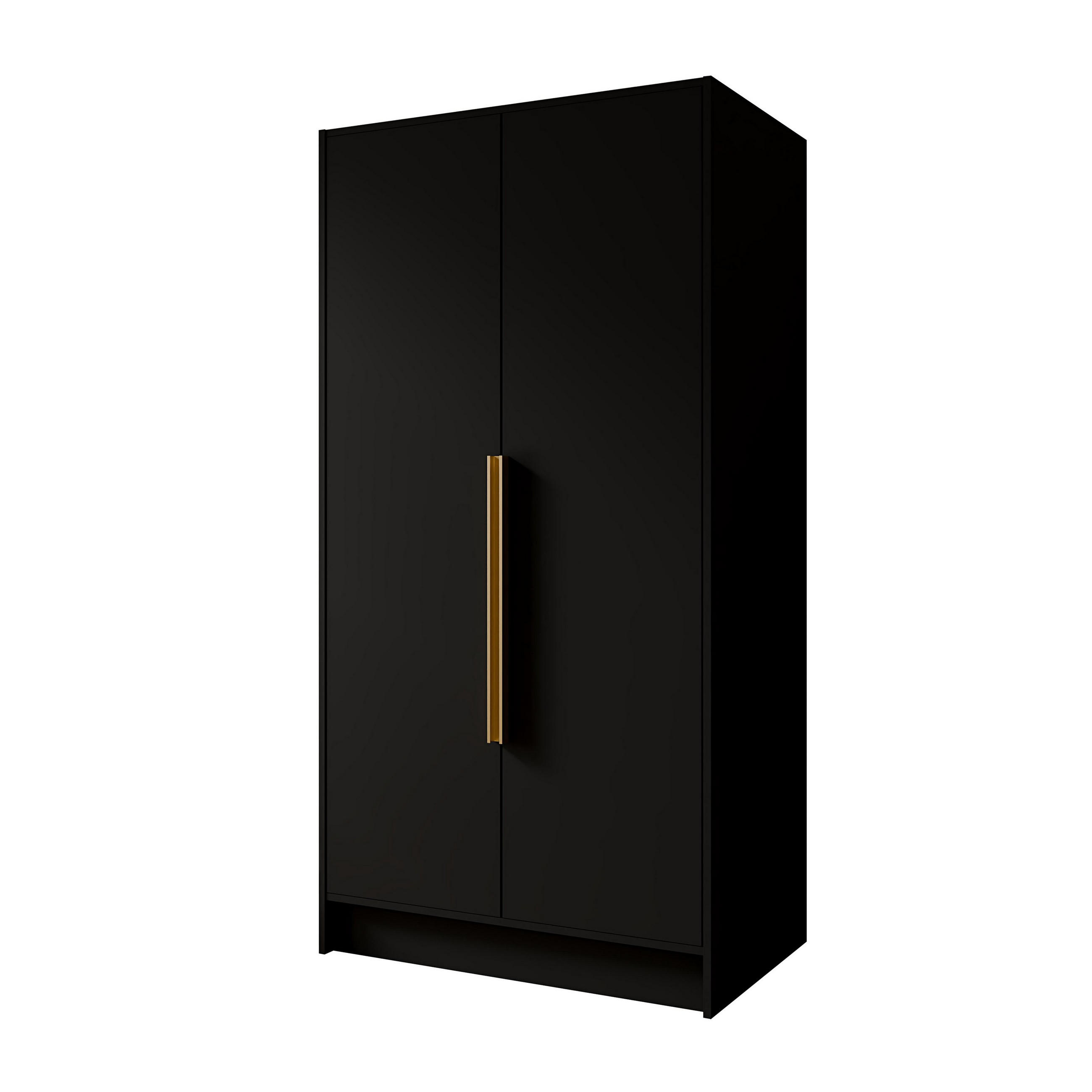 DREHTÜRENSCHRANK BERON 102/200/51 cm Modern Kleiderschrank 2-türig Schwarz - Schwarz, Holzwerkstoff (102/200/51cm) - MASSENO