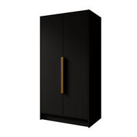 DREHTÜRENSCHRANK BERON 102/200/51 cm Modern Kleiderschrank 2-türig Schwarz - Schwarz, Holzwerkstoff (102/200/51cm) - MASSENO