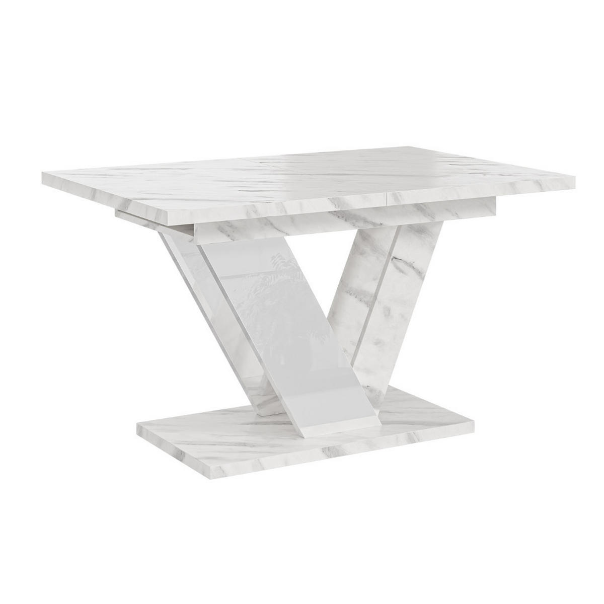 ESSTISCH Bianco Weiß Marmoptik Ausziehbar 120 - 160 cm - Weiß, Holzwerkstoff (120/80/76cm) - PROSPERO