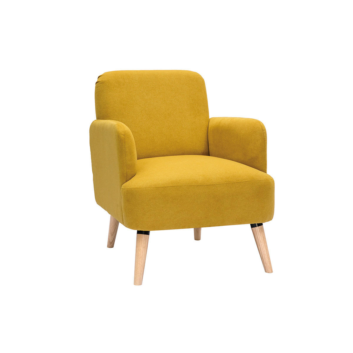 SESSEL skandinavisch Senfgelb Stoff Samteffekt Holz ISKO - Gelb, Textil (75.5/82/63cm) - Miliboo