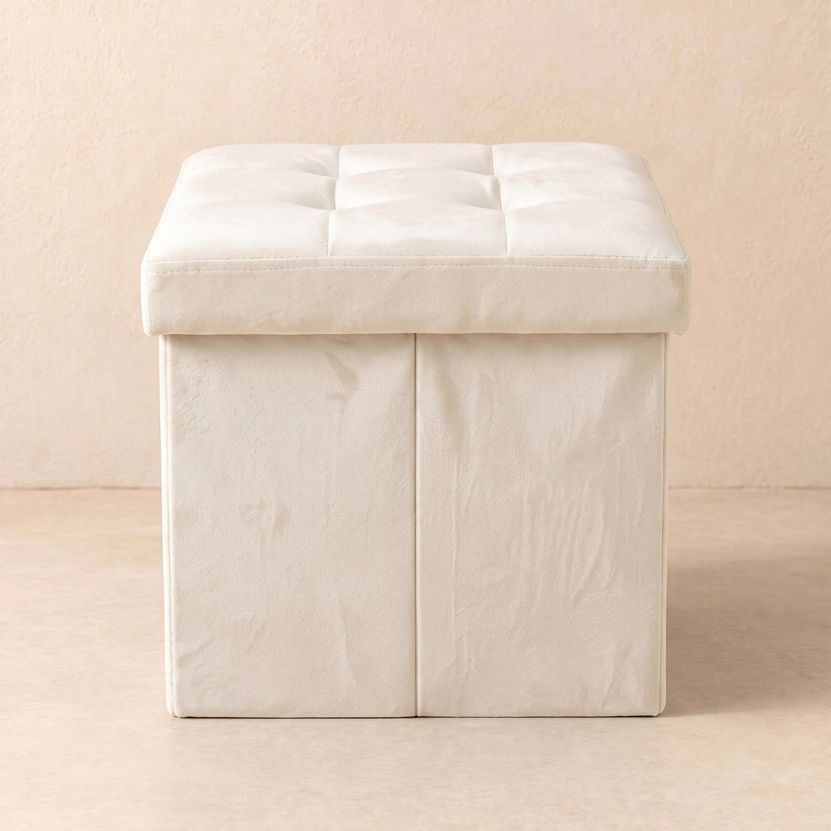 HOCKER mit Stauraum 38/38/38 cm - Beige, Textil (38/38/38cm) - SCENA LIVING