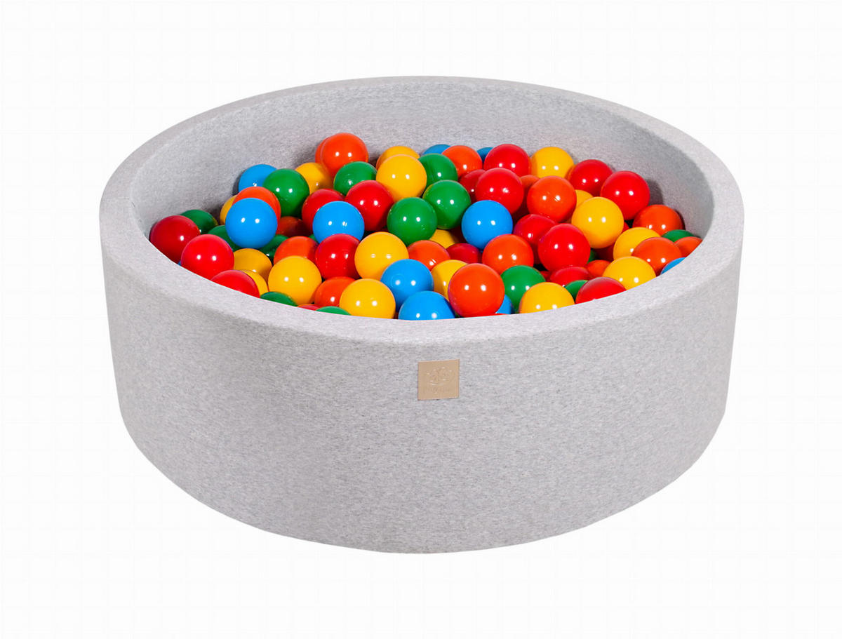 BÄLLEBAD für Kinder, Cotton, Hellgrau - Blau/Dunkelgrün, Textil (90/90/30cm) - MeowBaby