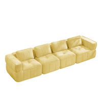 SOFA 344/93/67 cm in Gelb aus Polyester mit modularer Form und breiten Armlehnen - Gelb, Kunststoff (93/67/344cm) - Flora Grace