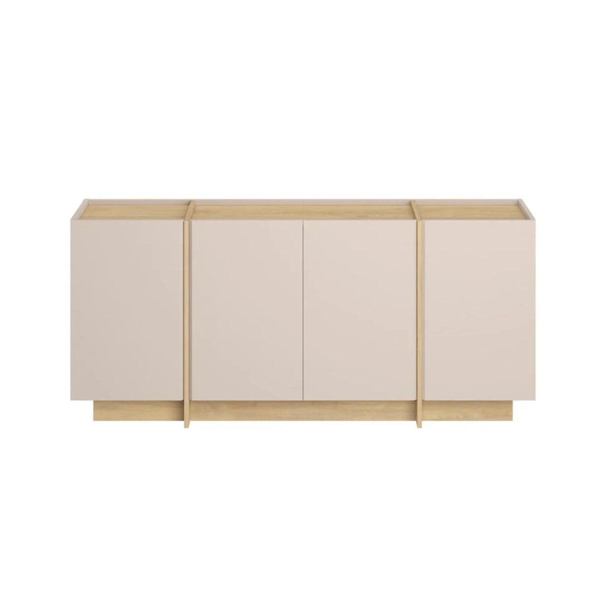 SIDEBOARD mit 4 Türen, Dekor in Kaschmir und Eiche-dekor 180/45/80 cm - Beige, Holzwerkstoff (45/80/180cm) - Calicosy
