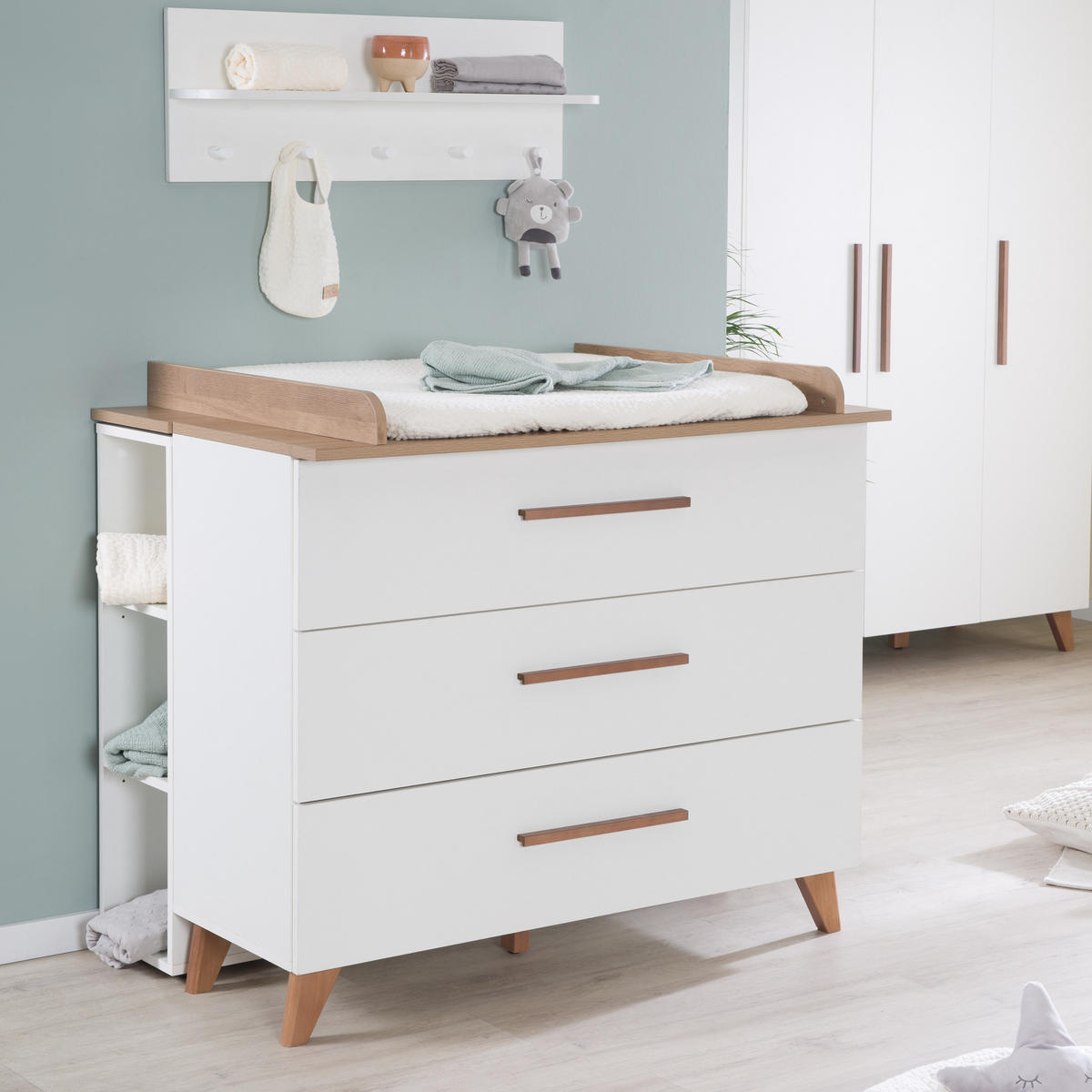 BABYZIMMERSET Ole 3-teilig - Weiß, Holzwerkstoff (118/190/52cm) - Roba