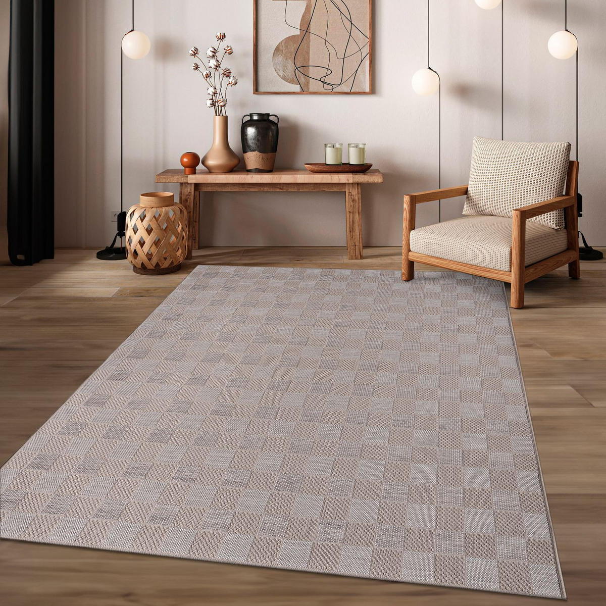 OUTDOORTEPPICH Boho Beige Weiß Creme 120 x 160 cm - Beige, Kunststoff (120/160cm) - TT Home