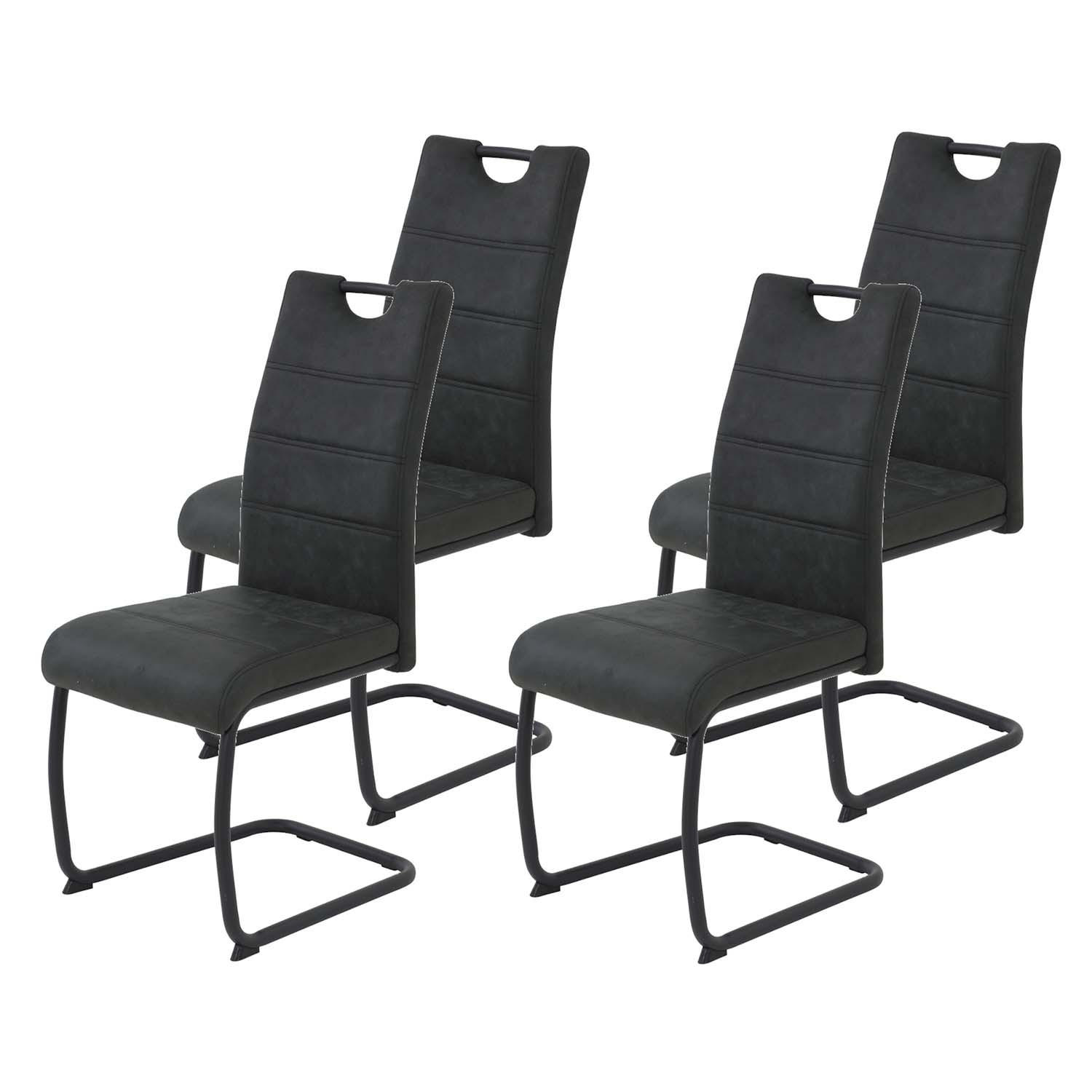 SCHWINGSTUHL 4 Stück Dunja - Vintage Anthrazit - Anthrazit/Schwarz, Textil/Metall (43/98/58cm) - Hela Vertriebs GmbH