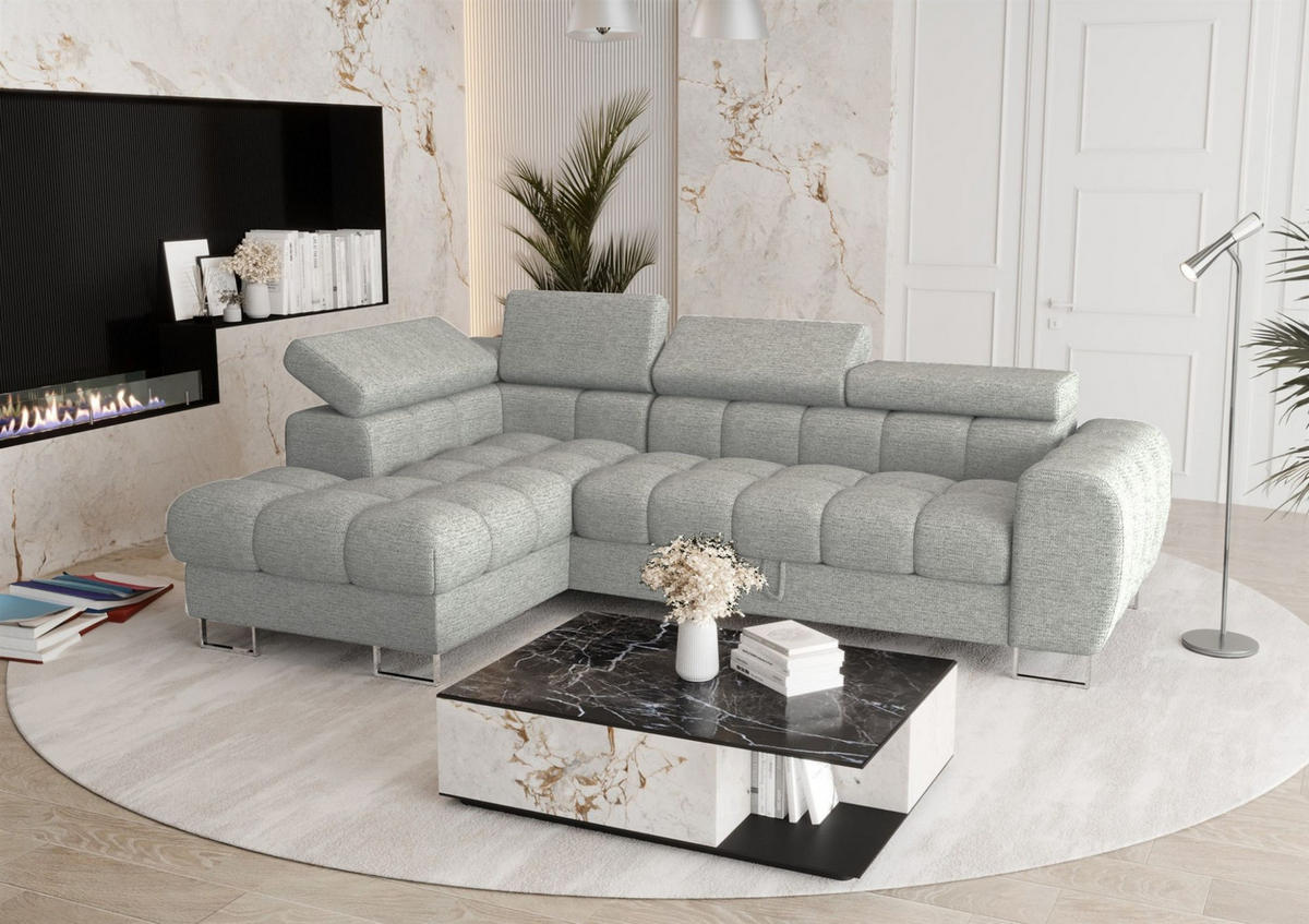 ECKSOFA Bastien Mit Schlaffunktion - Hellgrau, Holzwerkstoff/Textil (170/260cm) - Fun Möbel