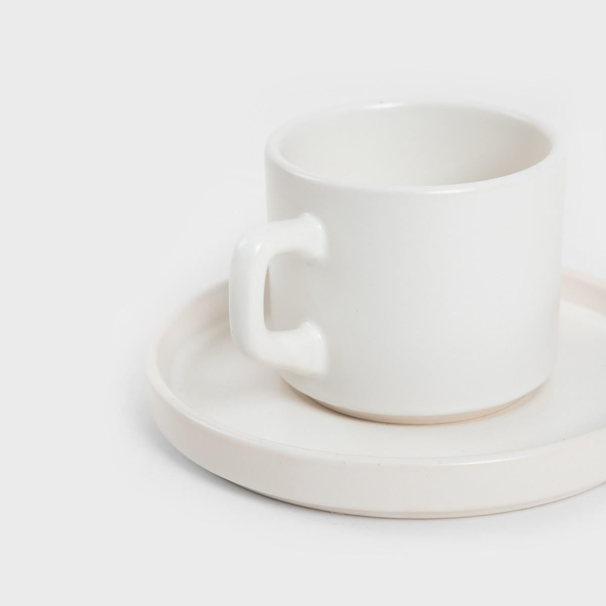 TASSE Famelio mit Untertasse weiß 0,2 l 6er-Set - Weiß, Keramik (0.2L) - Homla
