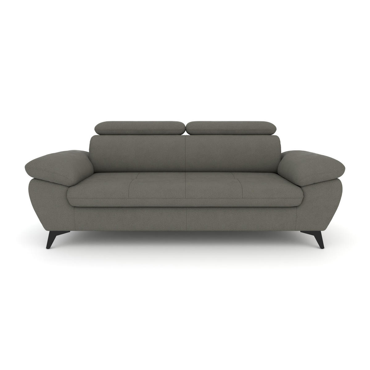 3-SITZER Karlstad Flachgewebe Grün verstell. Kopfstützen B 215 cm - Graubraun, Kunststoff/Textil (215/84/100cm) - foamnova