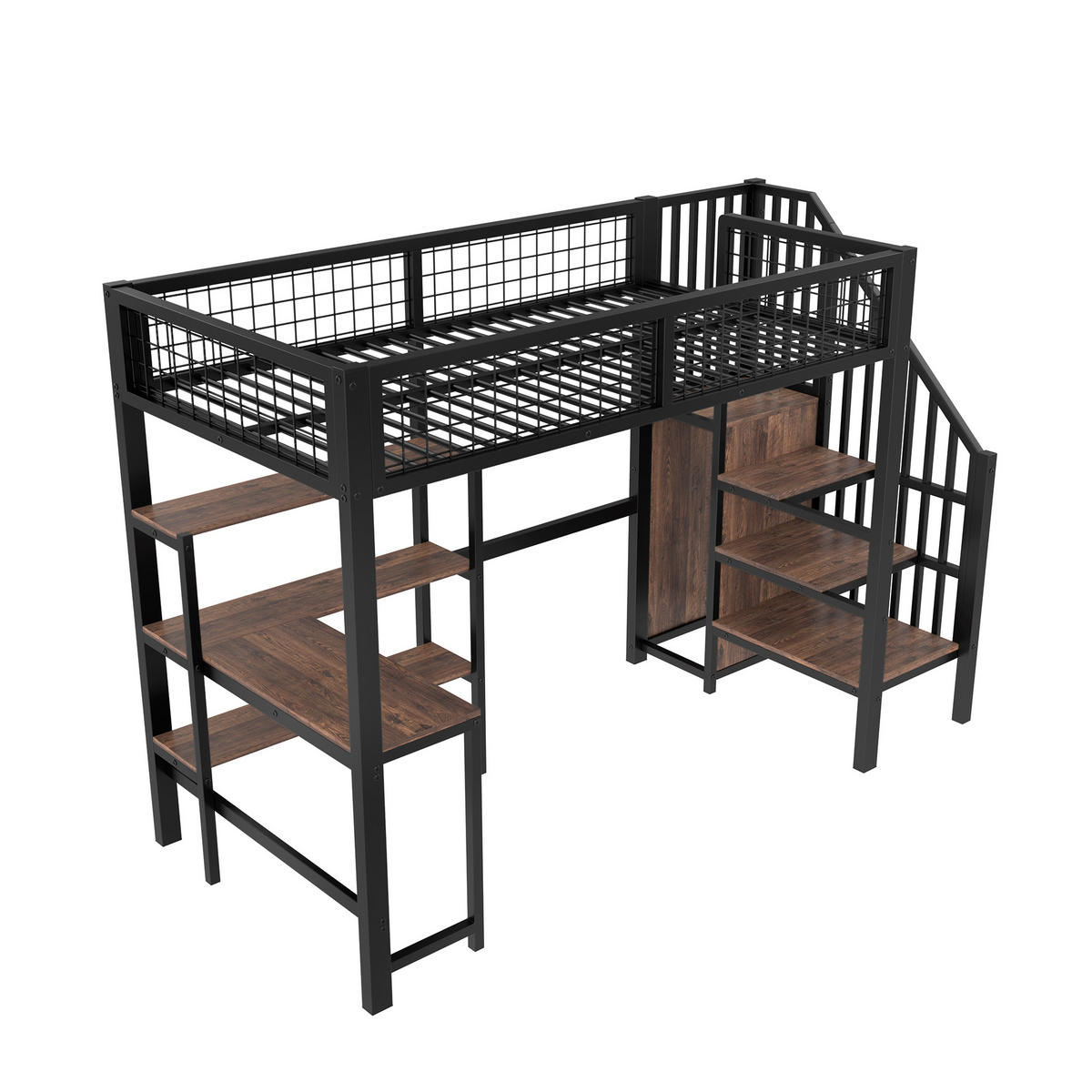 HOCHBETT 90x200cm Schwarz Metall Untertisch Einlegeböden Einbauschrank - Multicolor, Holz (90/200cm) - FLIEKS