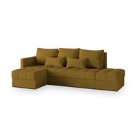 ECKSOFA LUMARI L-S Gelb Plüsch-Stoff mit Schlaffunktion - Gelb, Holz (262/143cm) - MASSENO