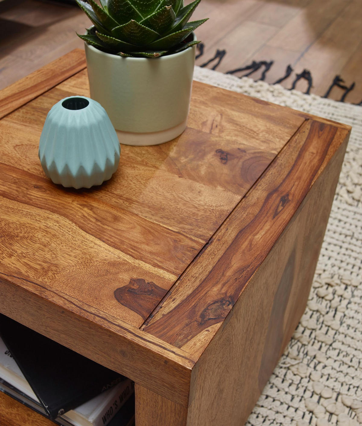 COUCHTISCH Massivholz Sheesham 50cm breit Dunkelbraun Landhaus-Design - Braun, Holz (50/50/45cm) - KADIMA DESIGN