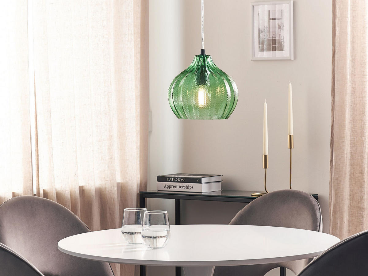 HÄNGELEUCHTE Keila 23/23/74 cm - Grün, Glas (23/23/74cm) - Beliani