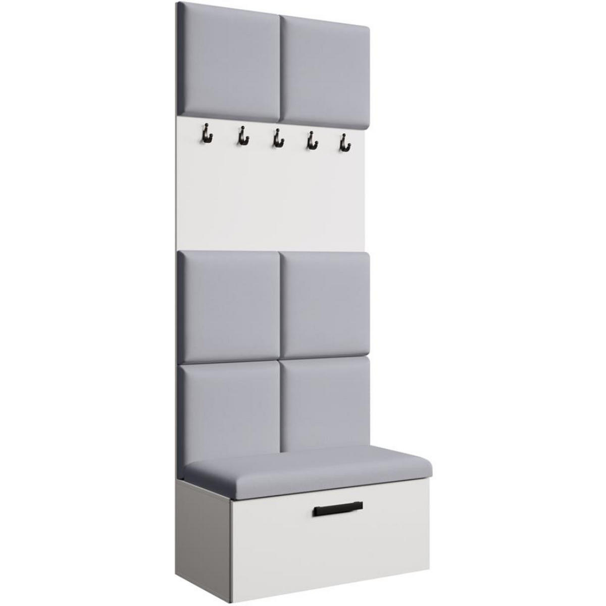 GARDEROBE Margaret I 81/203/43 gepolsterten Paneelen - Schwarz/Weiß, Holzwerkstoff/Kunststoff (81/203/43cm) - Beautysofa