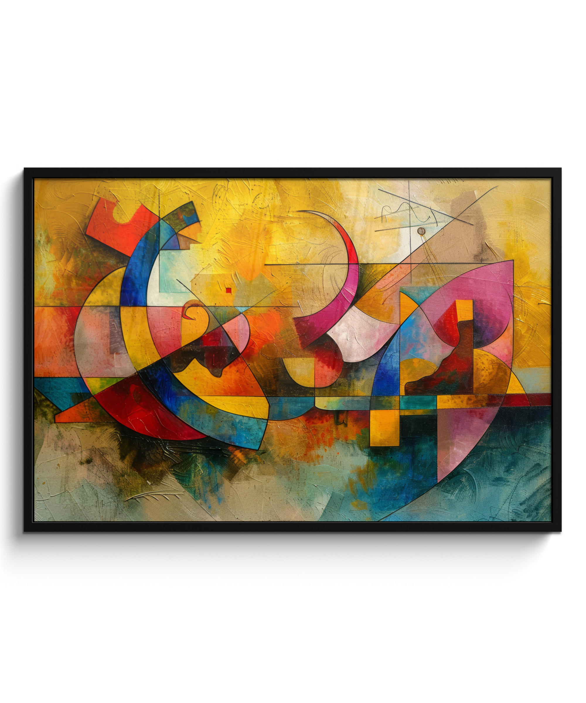 POSTER MIT RAHMENGERAHMTES BILD - Kunst - Abstrakt - Modern - 120x80 cm - Gelb, Papier (120/80cm) - MuchoWow