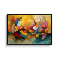 POSTER MIT RAHMEN Kunst - Abstrakt - Modern 120x80 cm - Gelb, Papier (120/80cm) - MuchoWow