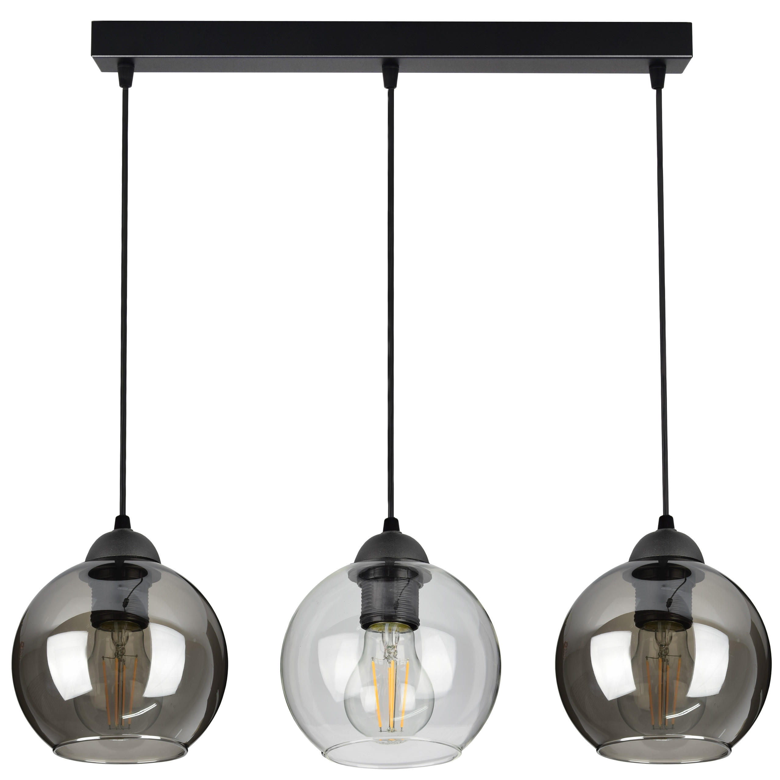 PENDELLEUCHTE HAGEN - Transparent/Schwarz, Glas/Metall (15/70/70cm) - kiki design