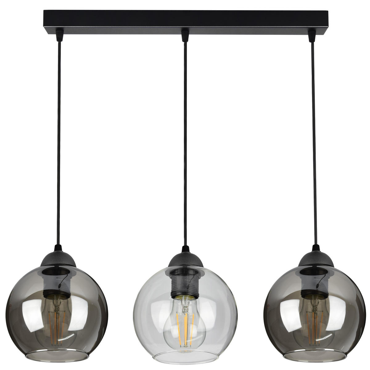 PENDELLEUCHTE HAGEN - Transparent/Schwarz, Glas/Metall (15/70/70cm) - kiki design