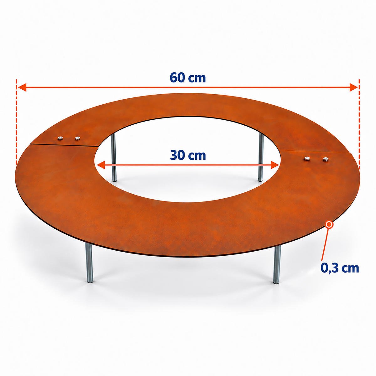 TRÄDRING rostbrun cortenstål 60 cm - Kopparfärgad, Metall (60/0.3/60cm) - Relaxdays
