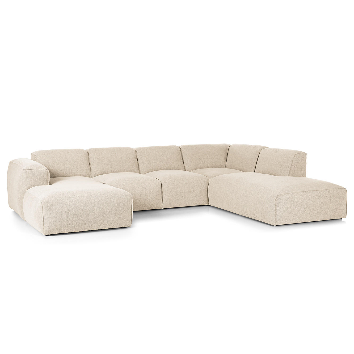 WOHNLANDSCHAFT mit Longchair - Beige/Schwarz, Kunststoff/Textil (325/71/235cm) - home24