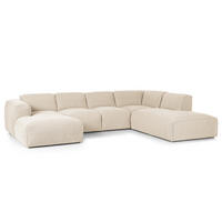 WOHNLANDSCHAFT mit Longchair - Beige/Schwarz, Kunststoff/Textil (325/71/235cm) - home24