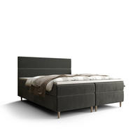 BOXBETT FLO mit Matratze H3, Bonell und Topper 160x200 Itaka 27 - Dunkelgrau, Holz/Textil (160/200cm) - Bedante