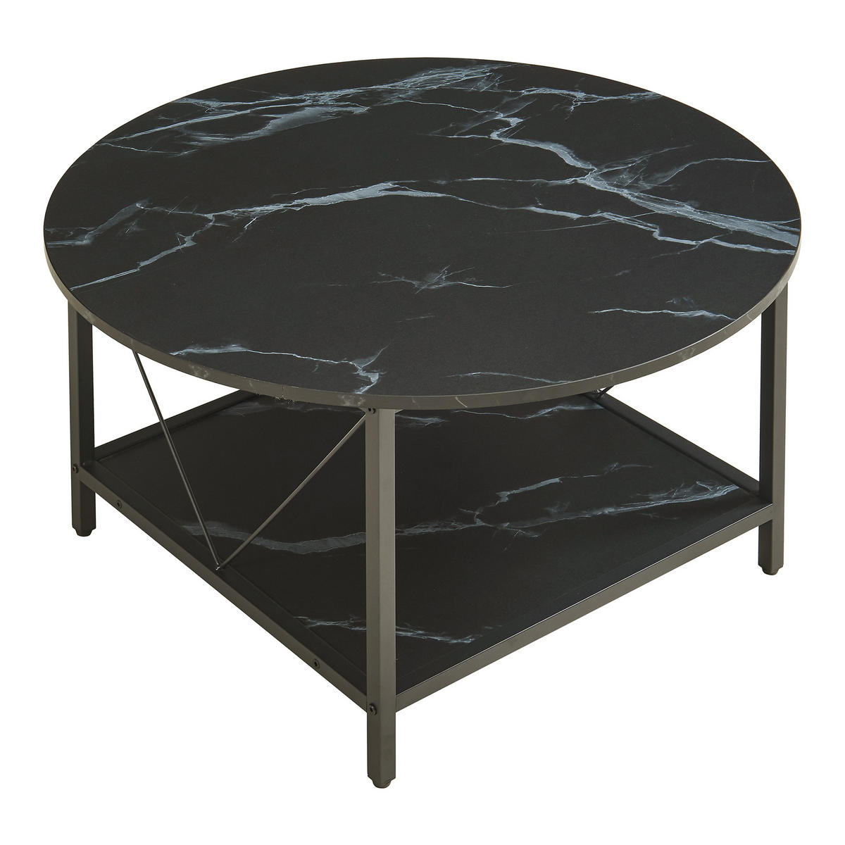 COUCHTISCH Filem 80/46 cm - Schwarz, Holzwerkstoff/Metall (80/80/46cm) - [en.casa]