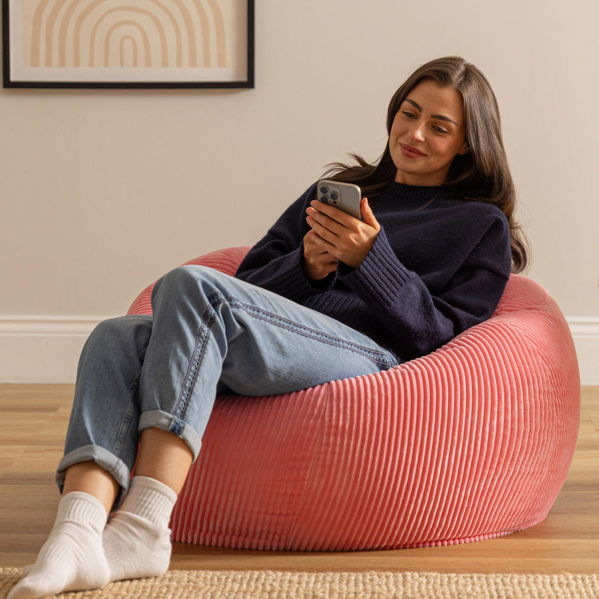 SITZSACK Klassisch Kingston, Cord - Koralle, Textil (85/50/85cm) - icon