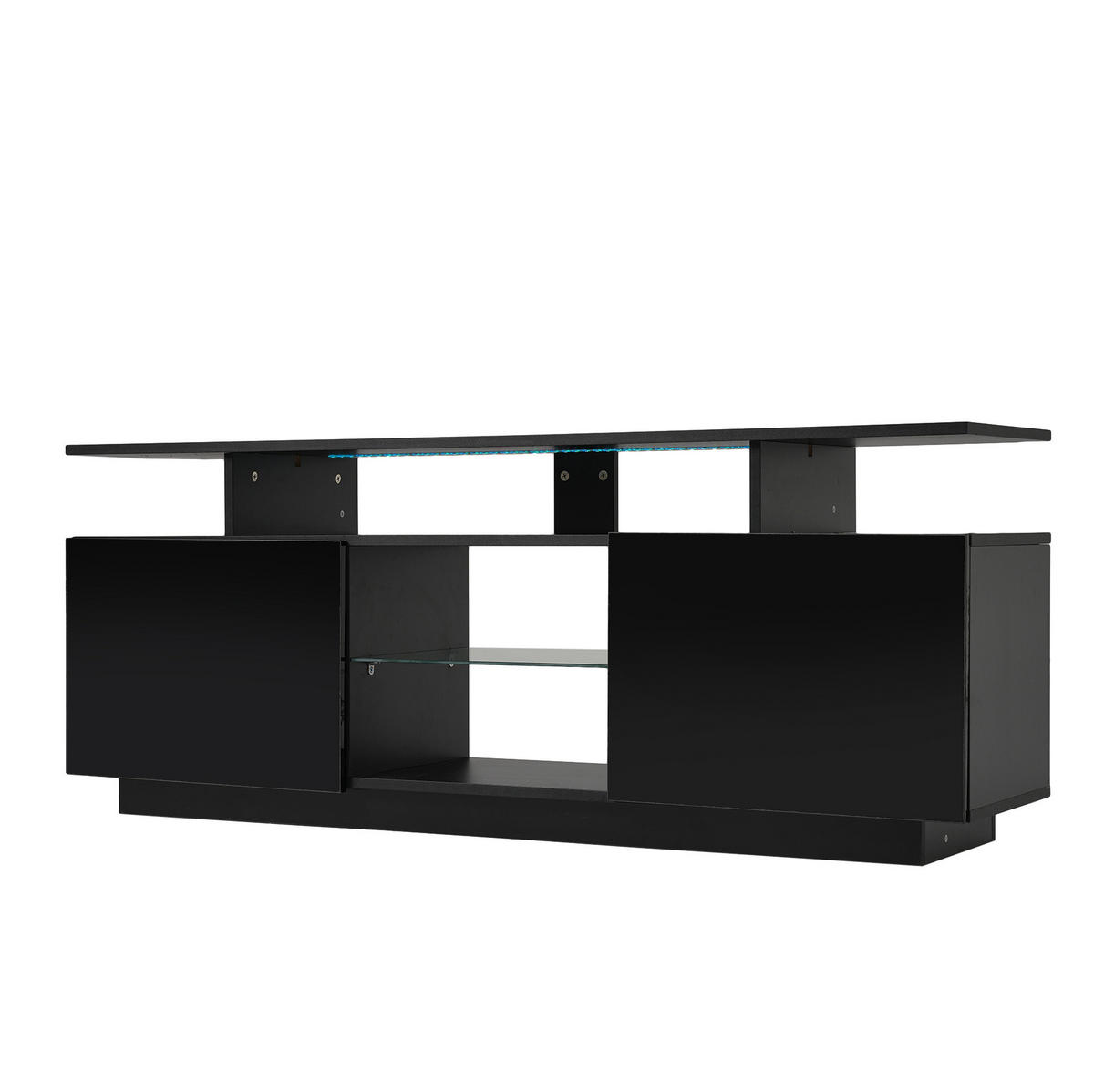TV-SCHRANK mit LED-Beleuchtung 140 cm Schwarz Hochglanz - Schwarz, Holzwerkstoff (35/55/140cm) - Beauniv
