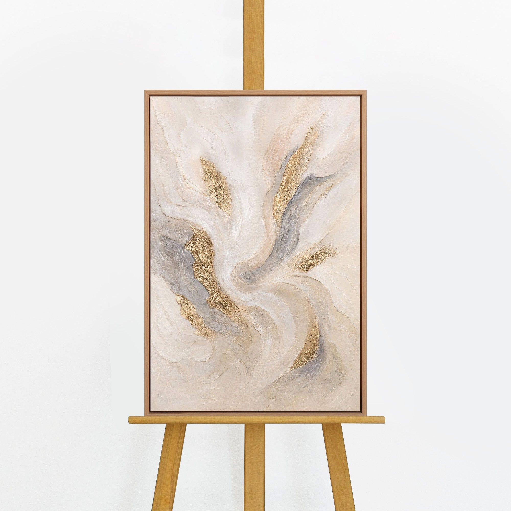 GEMÄLDE Strahlende Ströme Schattenfugenrahmen Eichefarben 60x40 cm - Eichefarben, Holz (60/40cm) - YS-art gallery
