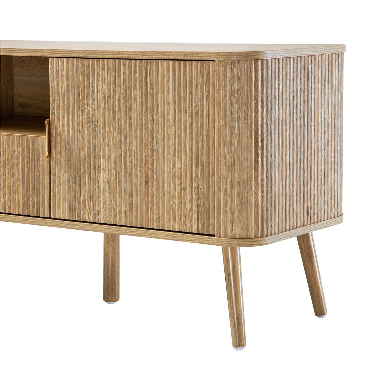 TV-MÖBEL 2 Türen Fronten gerundetem Lamelleneffekt 39/56/140 cm - Apfelbaumfarben, Holzwerkstoff (39/56/140cm) - Calicosy