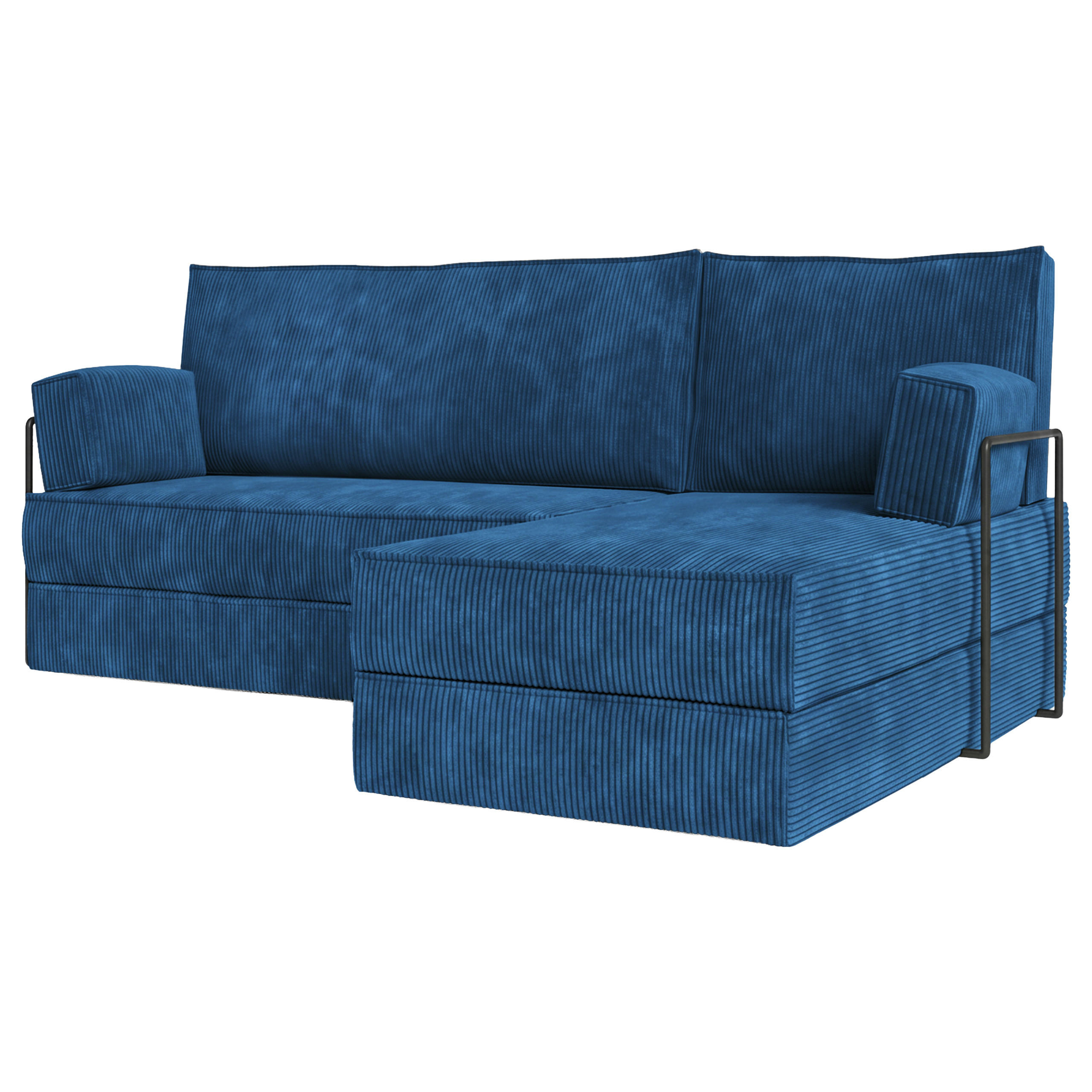 ECKSOFA NOTIA modulares Boneless Sofa mit Schlaffunktion Blau Kordstoff - Blau, Textil (200/120cm) - MASSENO
