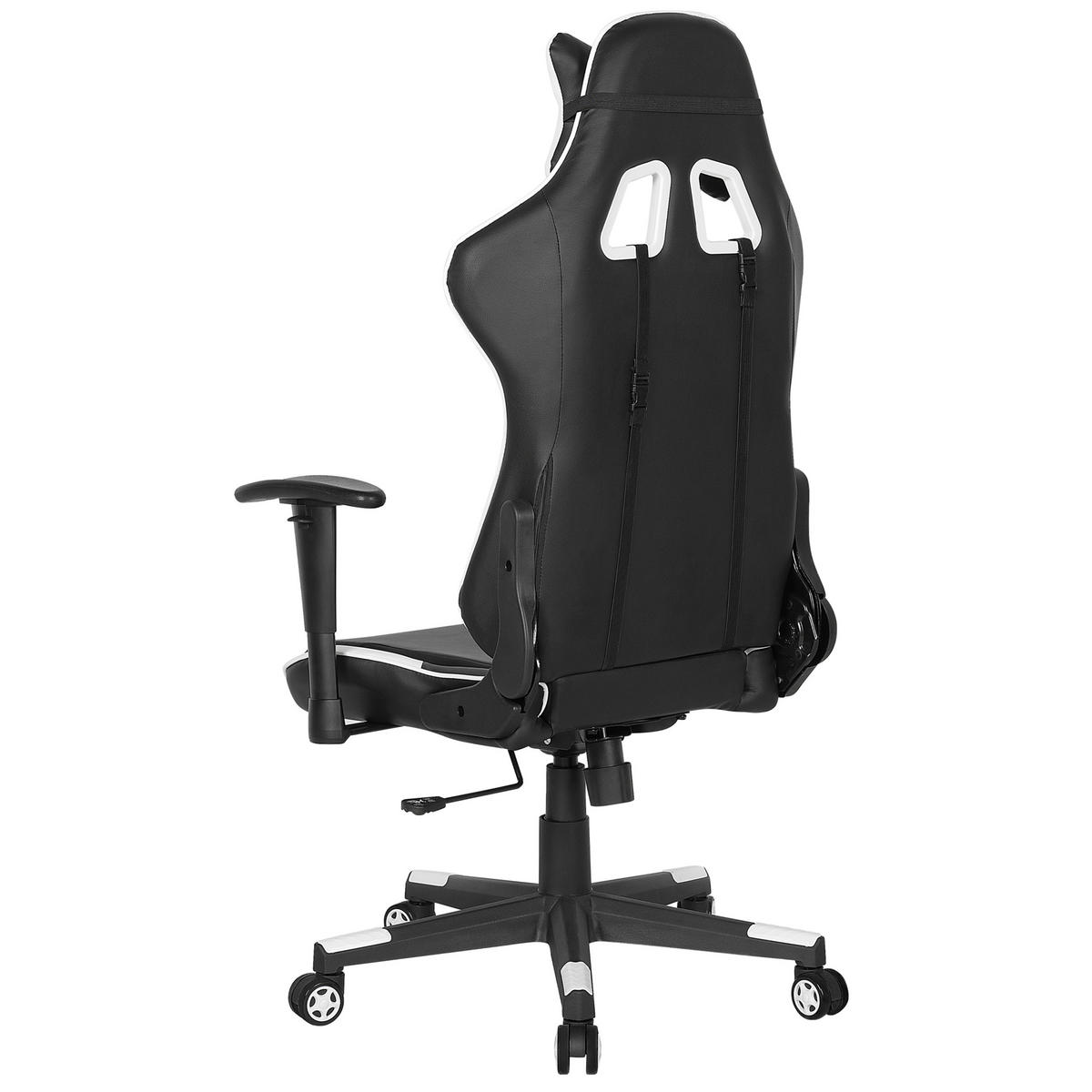 BÜROSTUHL Kunstleder Schwarz/Weiß Gamer - Schwarz, Kunststoff/Textil (71/125/71cm) - Beliani