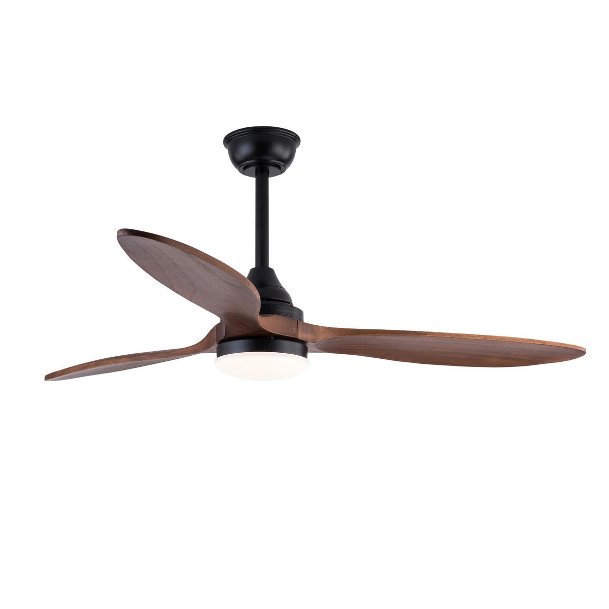DECKENVENTILATOR DE-16254 52 Zoll mit CCT LED & Holzflügel Schwarz - Walnussfarben, Holz/Metall (132/132/37cm) - ComfortXL